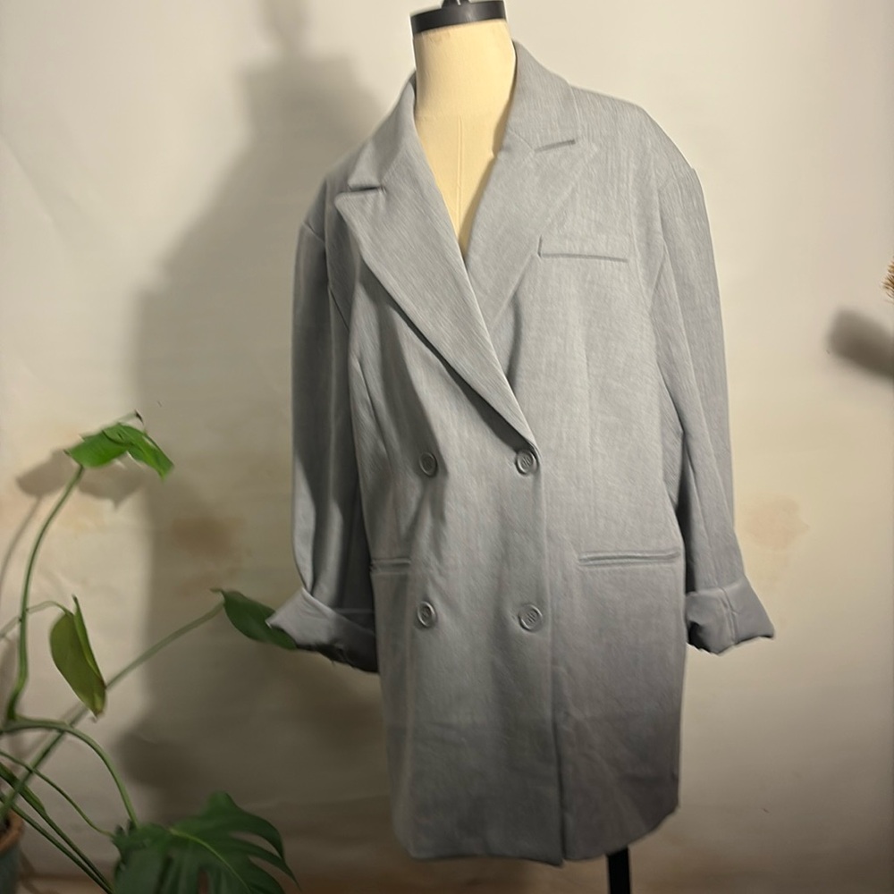 Double Breasted Light Grey Blazer Barneys New York Forever 21 NWT Size L